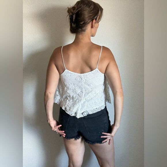 American Eagle Lace Crop Top Lined Small Cream Boho - Picture 7 of 11